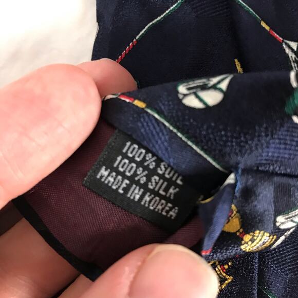 Disney Mickey Mouse VTG Blue 100% Silk Golf Tie Atlas Design Sweden Trophy - Picture 6 of 6